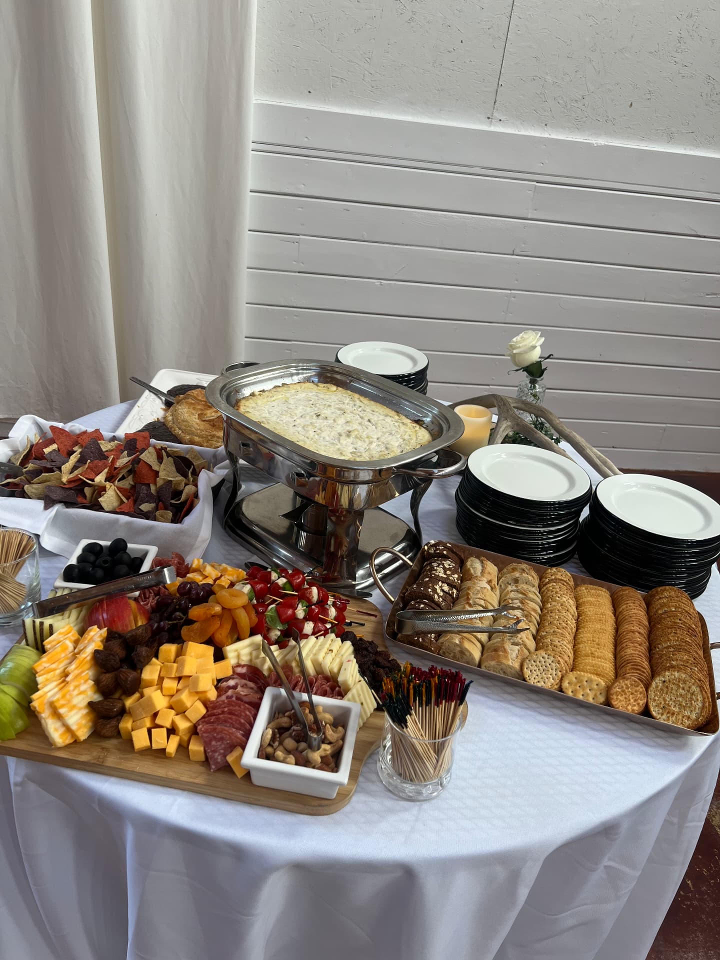 Buffet spread on a white-cloth table